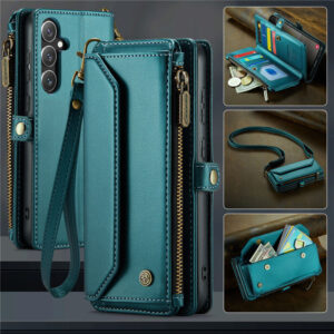 CaseMe Crossbody For Samsung Galaxy S24 Plus Wallet Kickstand Case with RFID Blocking 10 card slots Zipper Purse Support Wireless Charging