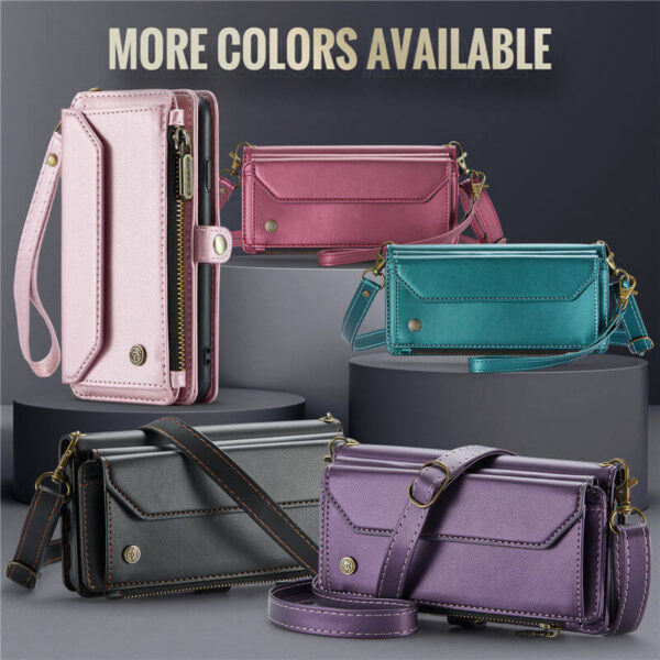 Alternative view of CaseMe Crossbody For iPhone 11 Pro Wallet Kickstand Case with RFID Blocking 7 Card Slots Zipper Purse Support Wireless Charging