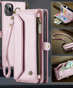 CaseMe Crossbody For iPhone 11 Pro Max Wallet Kickstand Case with RFID Blocking 10 Card Slots Zipper Purse Support Wireless Charging