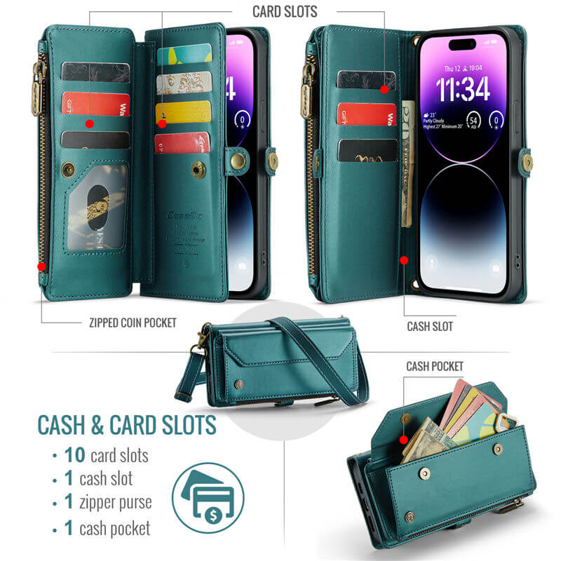 CaseMe iPhone 14 Pro Max Wallet Crossbody Case