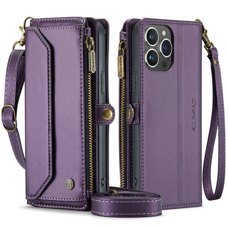 CaseMe Crossbody For iPhone 14 Pro Max Wallet Kickstand Case with RFID Blocking 10 Card Slots Zipper Purse Support Wireless Charging - Image 3