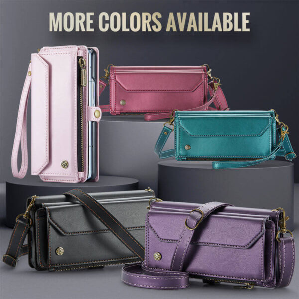 Alternative view of CaseMe Crossbody For Samsung Galaxy Z Fold6 Wallet Kickstand Case with RFID Blocking 5 Card Slots Zipper Purse Support Wireless Charging