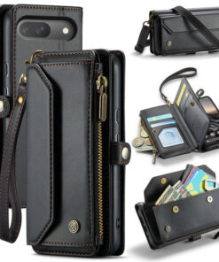 CaseMe Crossbody For Google Pixel 9/Pixel 9 Pro Wallet Kickstand Case with RFID Blocking 7 card slots Zipper Purse Support Wireless Charging