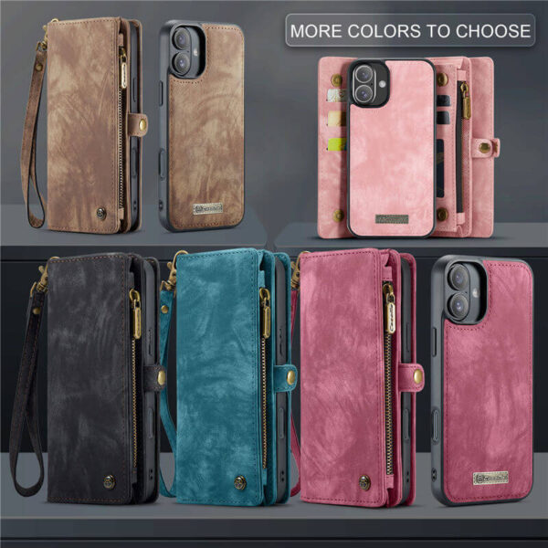 Alternative view of CaseMe iPhone 16 Plus Wallet Magnetic Case with Wrist Strap
