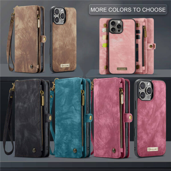 Alternative view of CaseMe iPhone 16 Pro Max Wallet Magnetic Case with Wrist Strap