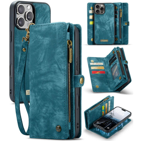 CaseMe iPhone 16 Pro Wallet Magnetic Case with Wrist Strap