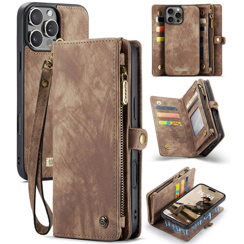CaseMe iPhone 16 Pro Max Wallet Magnetic Case with Wrist Strap