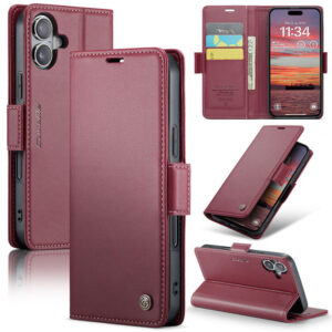 CaseMe For iPhone 16 Wallet RFID Blocking Magnetic Buckle Case