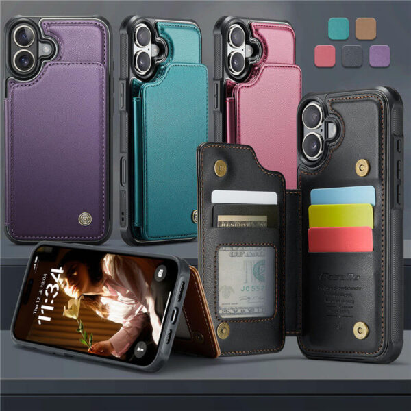 Alternative view of CaseMe iPhone 16 Plus RFID Blocking Card Holder Kickstand Case