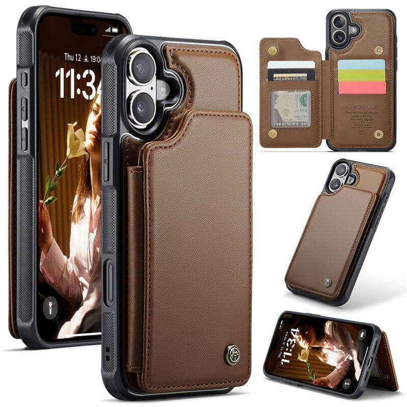 CaseMe iPhone 16 Plus RFID Blocking Card Holder Kickstand Case