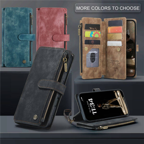 Alternative view of CaseMe For iPhone 16 Pro Max Wallet Kickstand Case with Wrist Strap