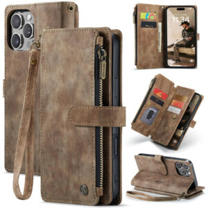 CaseMe For iPhone 16 Pro Wallet Kickstand Case with Wrist Strap