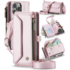 CaseMe iPhone 16 Pro RFID Wallet Crossbody Case with Wireless Charging