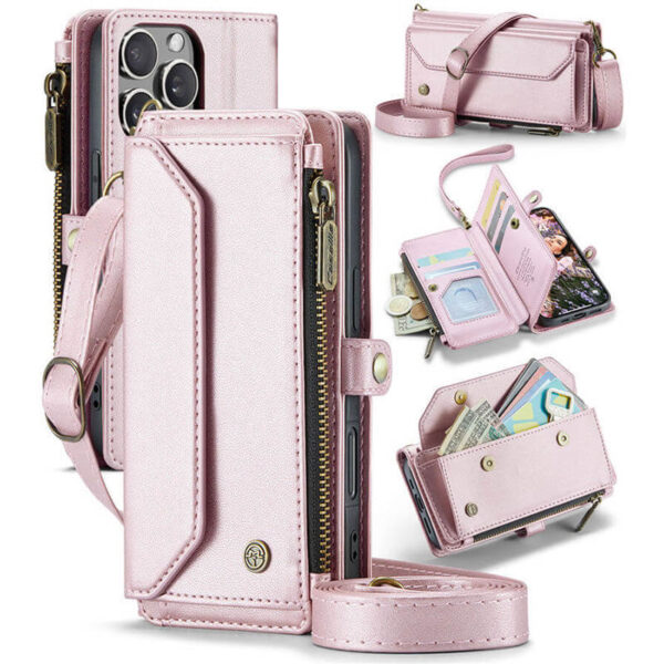 CaseMe iPhone 16 Pro RFID Wallet Crossbody Case with Wireless Charging