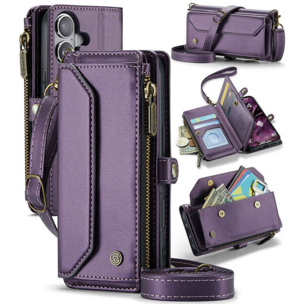 CaseMe iPhone 16 RFID Wallet Crossbody Case with Wireless Charging