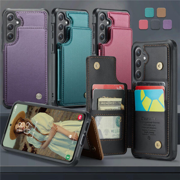 Alternative view of CaseMe Samsung Galaxy S24 FE RFID Blocking Card Holder Kickstand Case