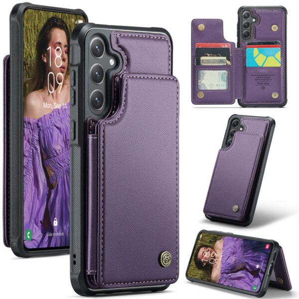 CaseMe Samsung Galaxy S24 FE RFID Blocking Card Holder Kickstand Case