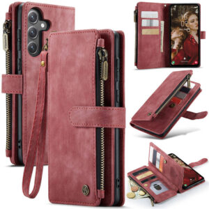 CaseMe For Samsung Galaxy S24 FE Wallet Kickstand Case with Wrist Strap