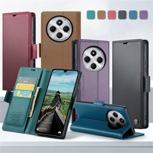 Alternative view of CaseMe Xiaomi Redmi 14C Wallet RFID Blocking Magnetic Buckle Case