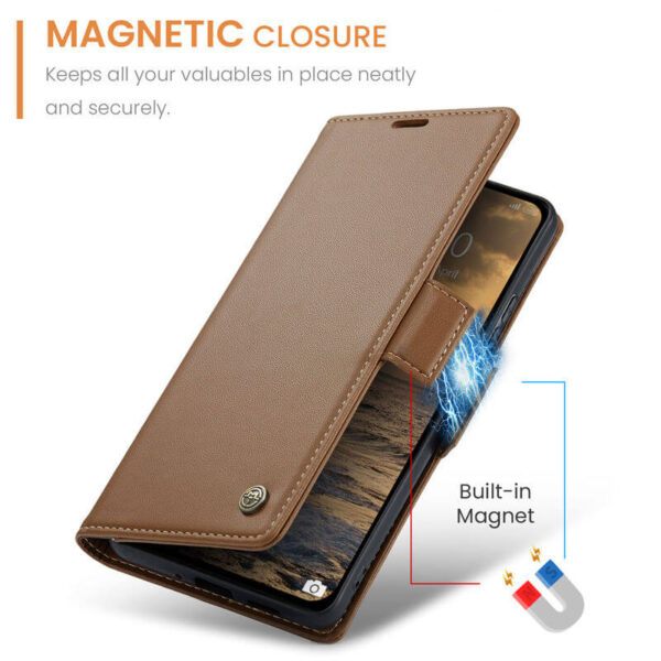 CaseMe Xiaomi Redmi 14C Wallet RFID Blocking Magnetic Buckle Case - Image 7