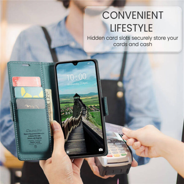 CaseMe Xiaomi Redmi 14C Wallet RFID Blocking Magnetic Buckle Case - Image 8