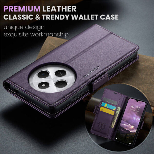 CaseMe Xiaomi Redmi 14C Wallet RFID Blocking Magnetic Buckle Case - Image 9