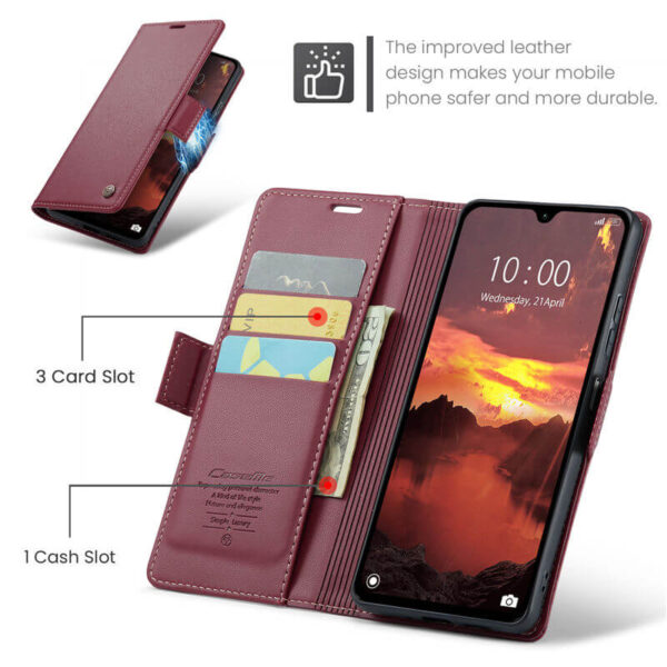 CaseMe Xiaomi Redmi 14C Wallet RFID Blocking Magnetic Buckle Case - Image 4