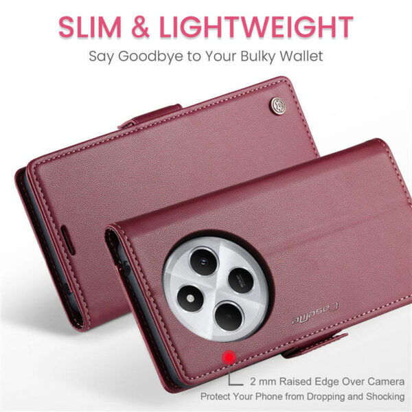 CaseMe Xiaomi Redmi 14C Wallet RFID Blocking Magnetic Buckle Case - Image 10