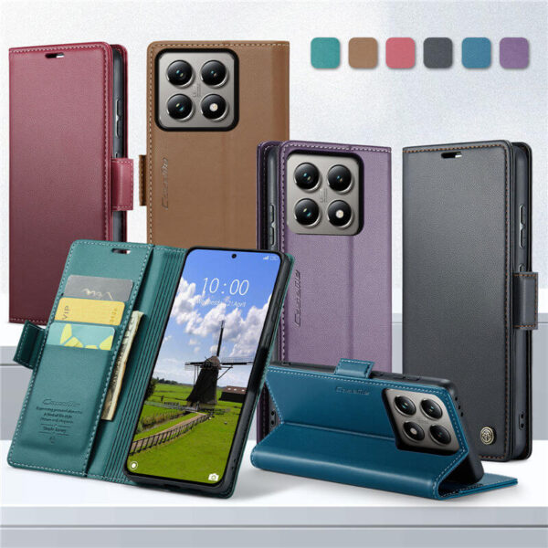 Alternative view of CaseMe Xiaomi 14T Pro Wallet RFID Blocking Magnetic Buckle Case