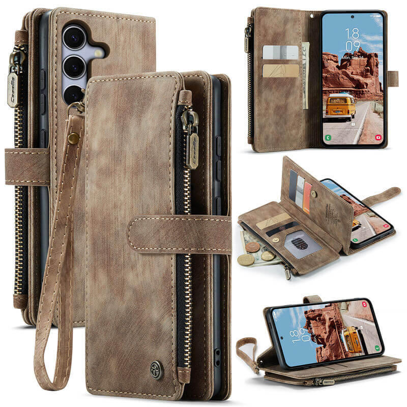 CaseMe Samsung Galaxy S25 Wallet kickstand Case with Wrist Strap