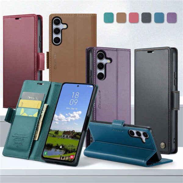 Alternative view of CaseMe Samsung Galaxy S25 FE Wallet RFID Blocking Magnetic Buckle Case