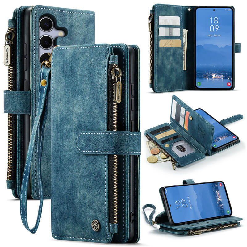 CaseMe Samsung Galaxy S25 Plus Wallet kickstand Case with Wrist Strap