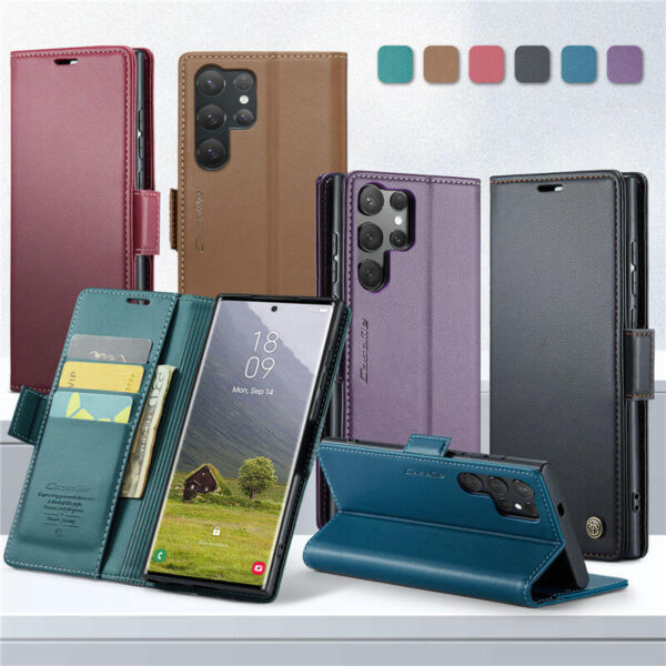Alternative view of CaseMe Samsung Galaxy S25 Ultra Wallet RFID Blocking Magnetic Buckle Case