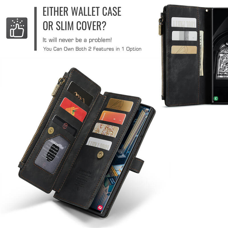 CaseMe Samsung Galaxy S25 Ultra Wallet kickstand Case with Wrist Strap