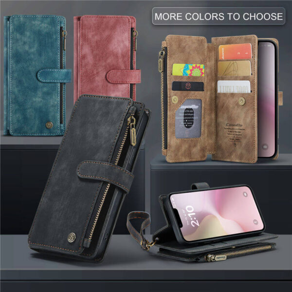 Alternative view of CaseMe iPhone 17e Wallet Kickstand Case with Wrist Strap