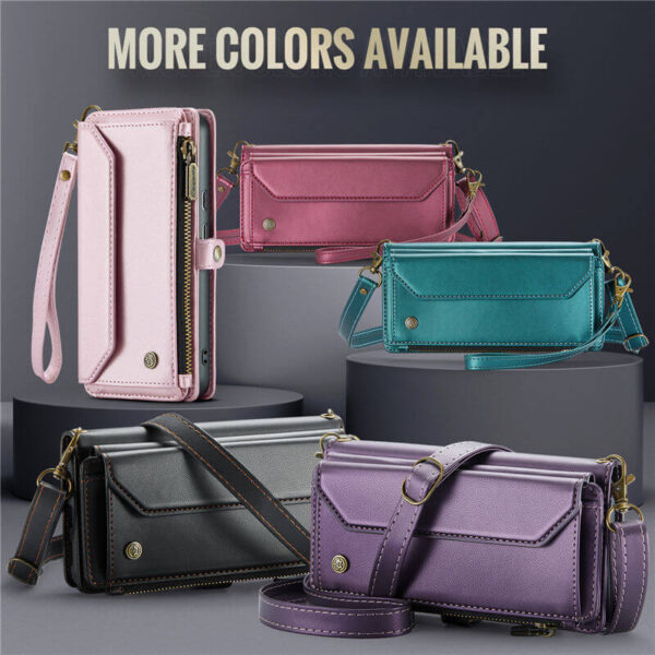 Alternative view of CaseMe Crossbody For Google Pixel 9A Wallet Kickstand Case with RFID Blocking 10 card slots Zipper Purse Support Wireless Charging