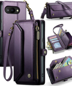 CaseMe Crossbody For Google Pixel 9A Wallet Kickstand Case with RFID Blocking 10 card slots Zipper Purse Support Wireless Charging