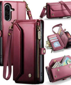 CaseMe Crossbody For Samsung Galaxy A56 5G Wallet Kickstand Case with RFID Blocking 10 card slots Zipper Purse