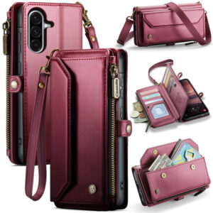 CaseMe Crossbody For Samsung Galaxy A56 5G Wallet Kickstand Case with RFID Blocking 10 card slots Zipper Purse