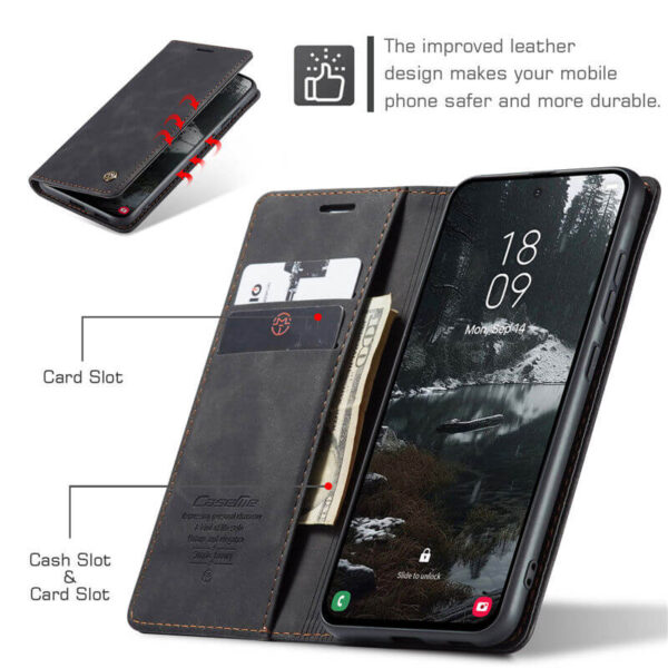 CaseMe Samsung Galaxy S25 Edge Wallet Suede Leather Case - Image 5