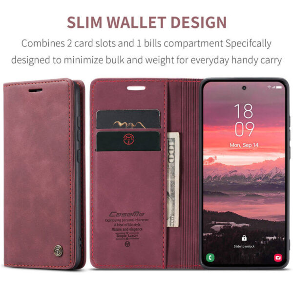 CaseMe Samsung Galaxy S25 Edge Wallet Suede Leather Case - Image 4