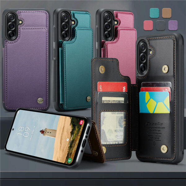 Alternative view of CaseMe Samsung Galaxy A56 5G Wallet Case – RFID Blocking, 5 Card Holders, Kickstand Leather Cover