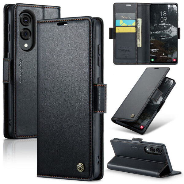 CaseMe Samsung Galaxy S25 Edge Wallet RFID Blocking Magnetic Buckle Case