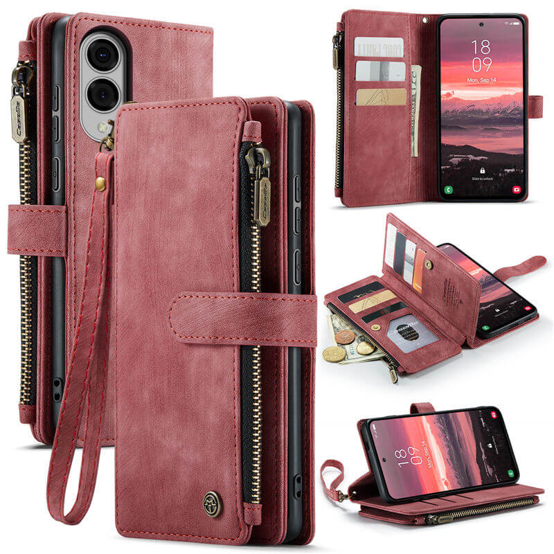 CaseMe Samsung Galaxy S25 Edge Wallet kickstand Case with Wrist Strap