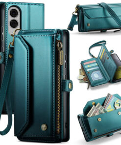 CaseMe Crossbody For Samsung Galaxy S25 Edge Wallet Kickstand Case with RFID Blocking 10 card slots Zipper Purse