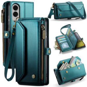 CaseMe Crossbody For Samsung Galaxy S25 Edge Wallet Kickstand Case with RFID Blocking 10 card slots Zipper Purse