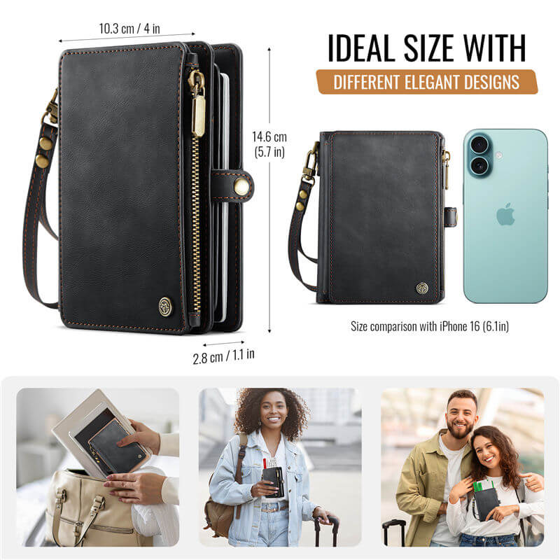 CaseMe RFID Blocking Passport Holder – Secure Travel Organizer with 11 Card Slots & Lanyard - Image 4