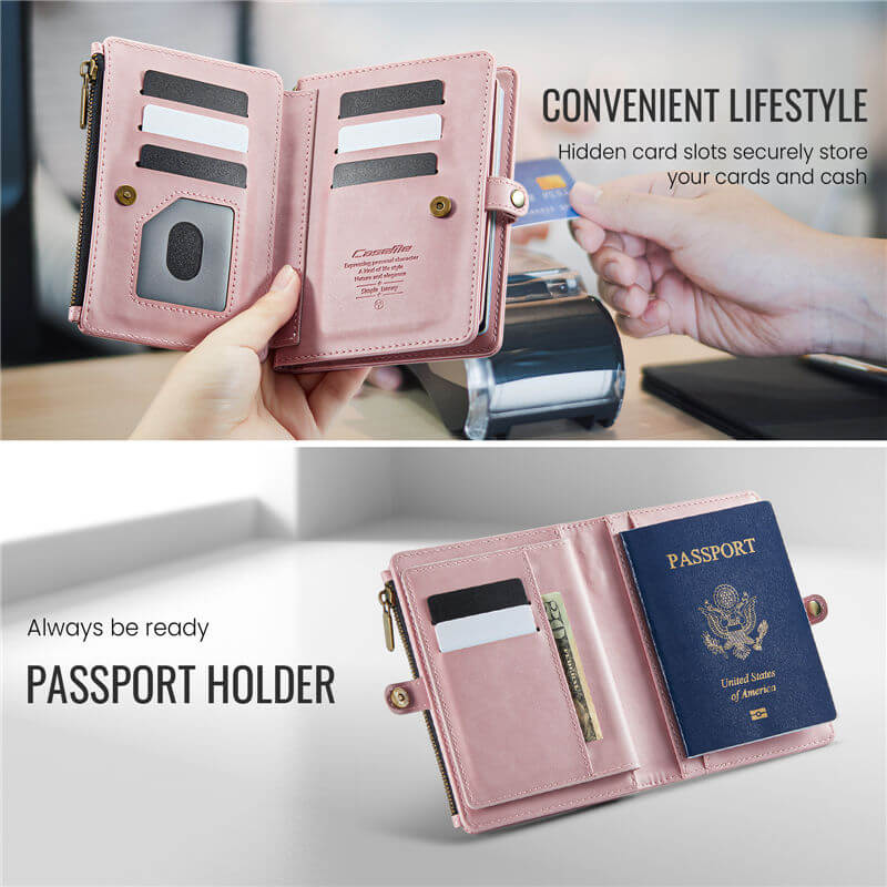 CaseMe RFID Blocking Passport Holder – Secure Travel Organizer with 11 Card Slots & Lanyard - Image 7