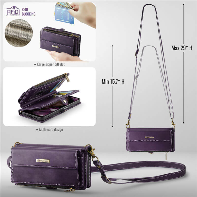 CaseMe Samsung Galaxy A14 RFID Wallet Case with Crossbody Strap - Image 4