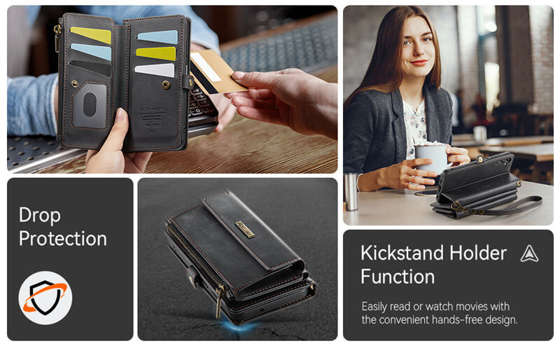 CaseMe Samsung Galaxy A14 RFID Wallet Case with Crossbody Strap